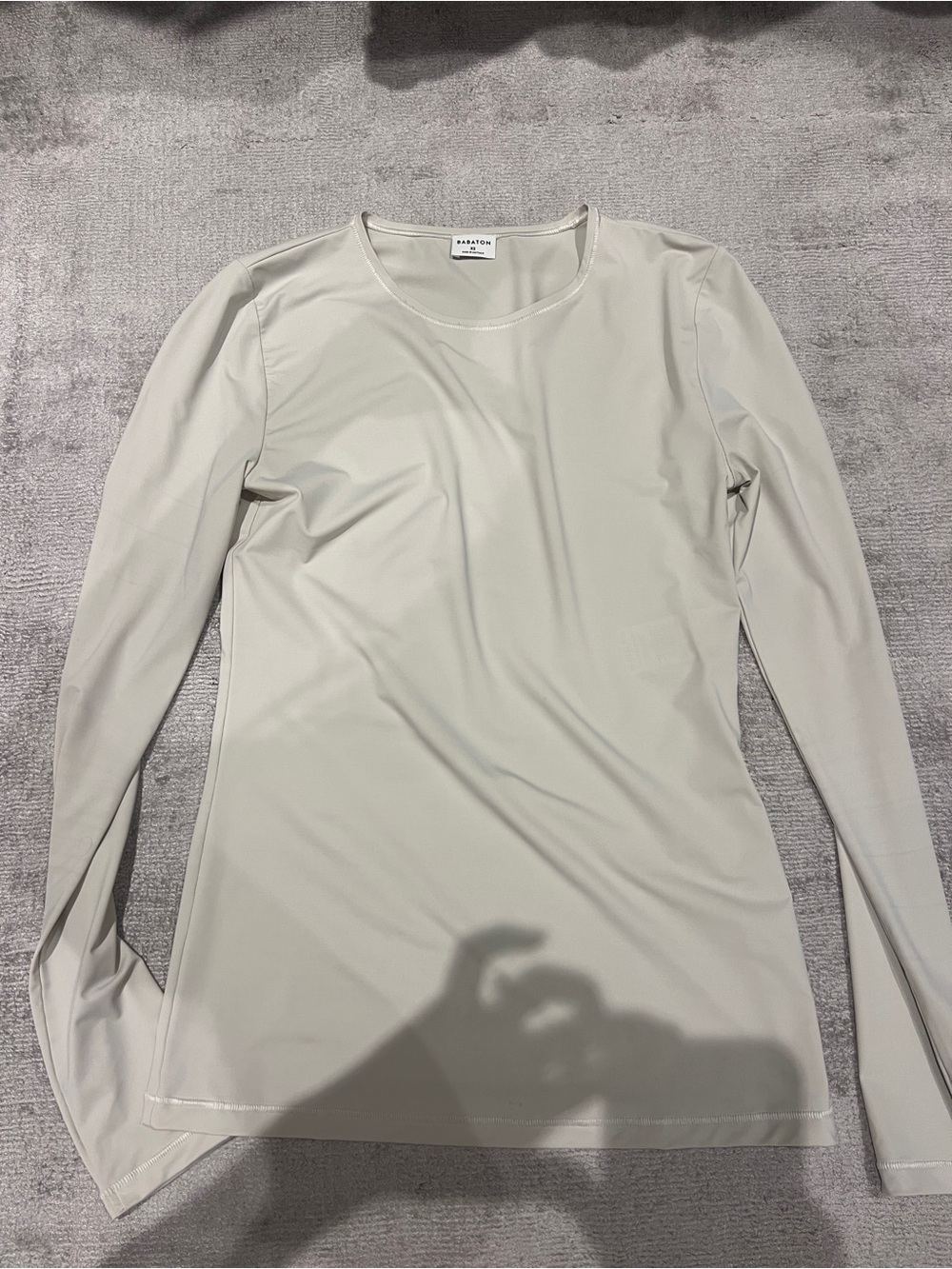 Aritzia Long Sleeve Crewneck Tee in Light Beige